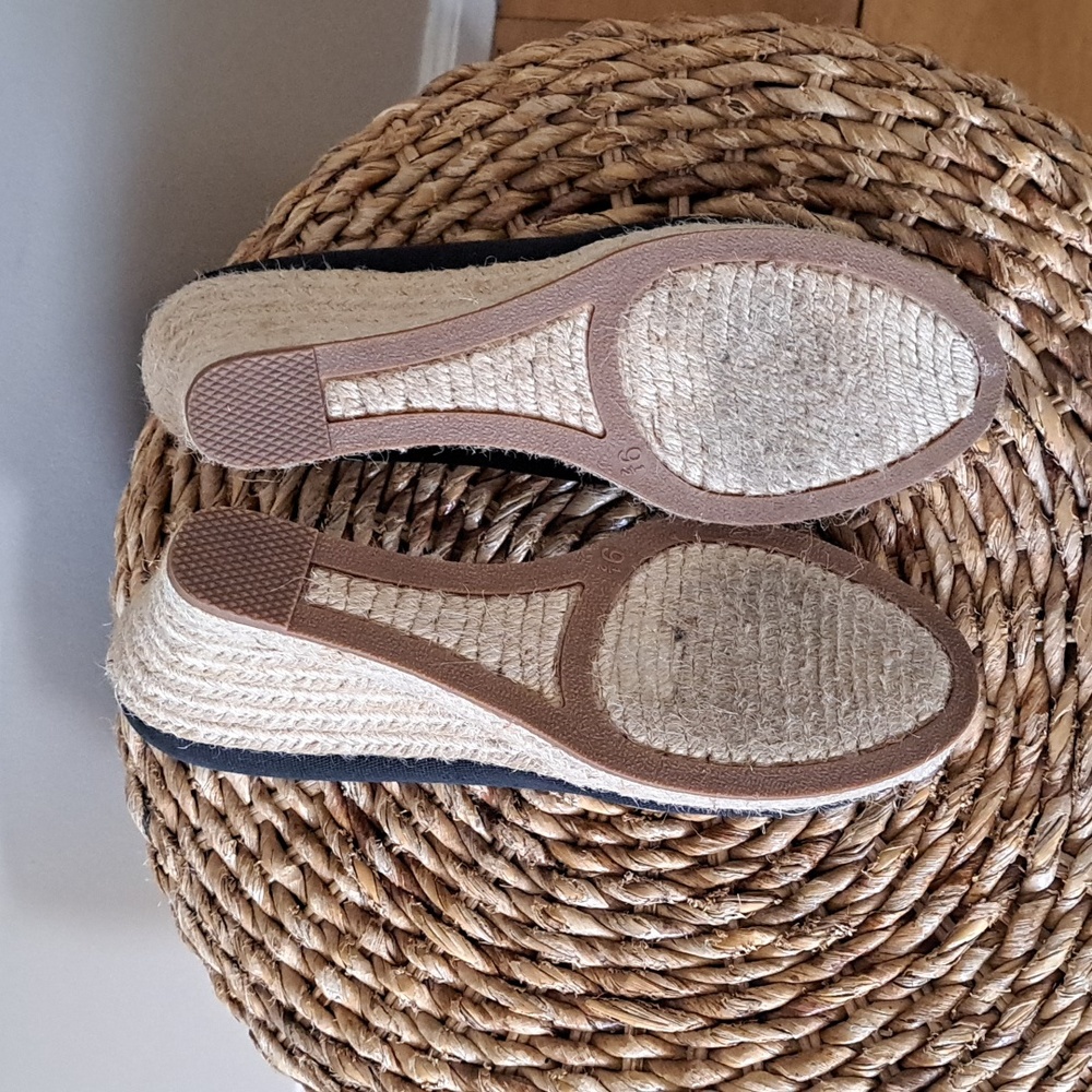 J.Crew Womens Seville Black Canvas Slip On‎ Platform Espadrille Sandals 9.5 - Picture 7 of 9